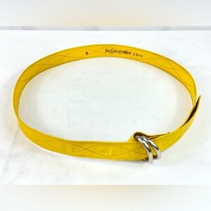Vintage Yves Saint Laurent Yellow Leather Belt Style 2944 Double D Ring Buckle